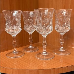 Set of 4 vintage Czech Republic Crystal wine glasses